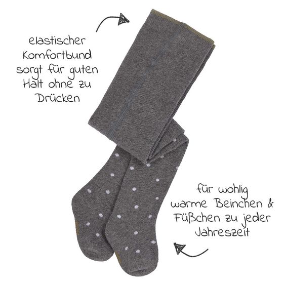 Lässig Strumpfhose Tights aus Bio-Baumwolle - Dots Anthracite - Gr. 50/56