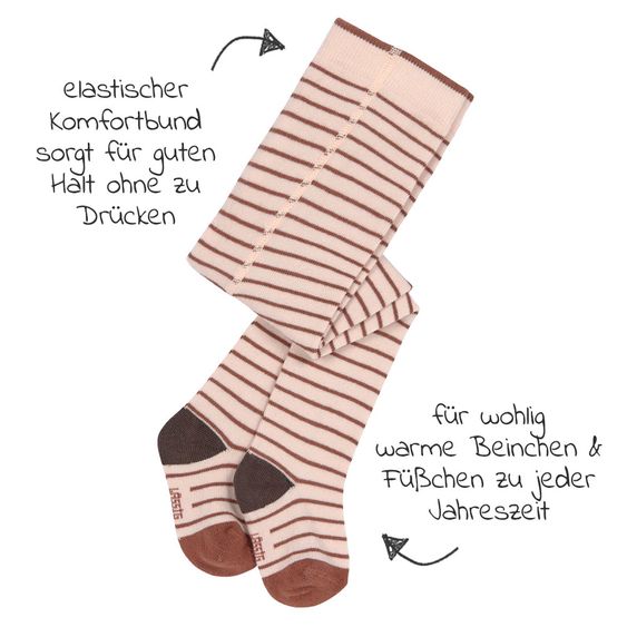Lässig Strumpfhose Tights aus Bio-Baumwolle - Tiny Farmer Striped - Orange Beige - Gr. 50/56