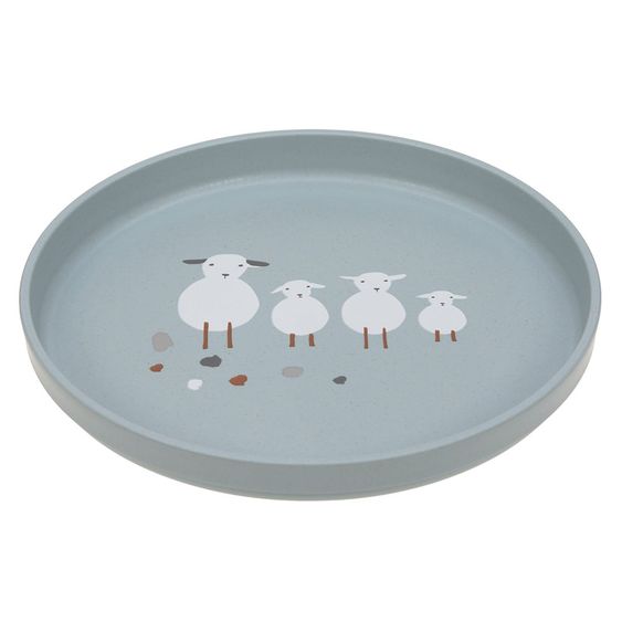Lässig Teller rutschfest - Tiny Farmer - Sheep & Goose - Blue