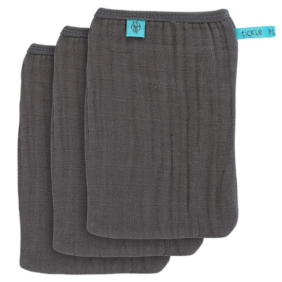 Lässig Waschhandschuh 3er Pack Muslin - Anthracite