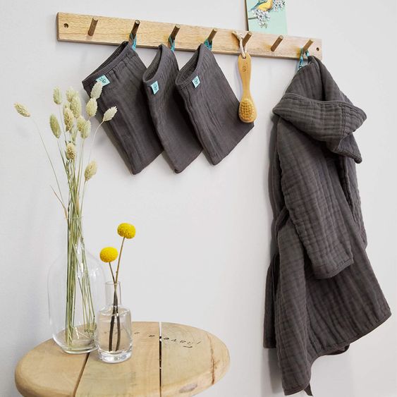 Lässig Waschhandschuh 3er Pack Muslin - Anthracite