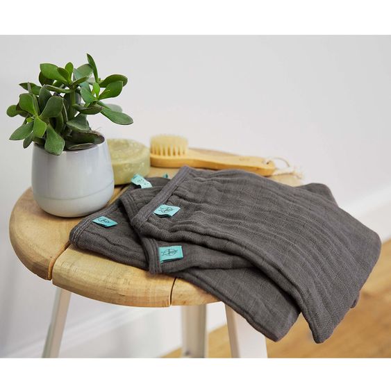 Lässig Waschhandschuh 3er Pack Muslin - Anthracite