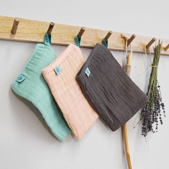 Lässig Waschhandschuh 3er Pack Muslin - Mint