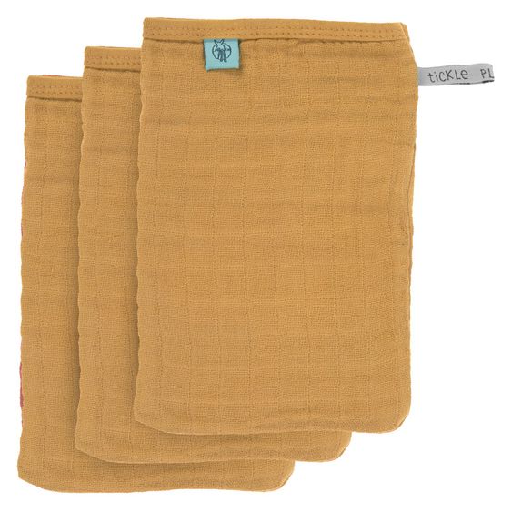 Lässig Waschhandschuh 3er Pack Muslin - Mustard