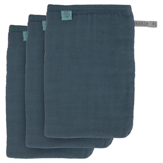 Lässig Waschhandschuh 3er Pack Muslin - Navy