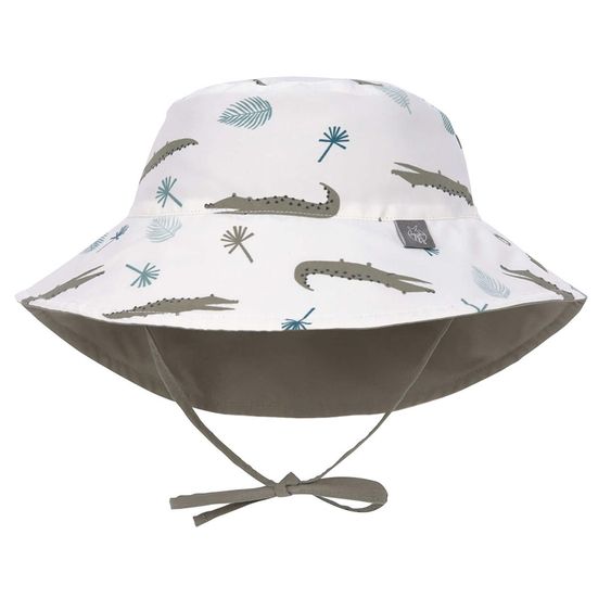 Lässig Cappello a secchiello reversibile con protezione solare SPF - Coccodrillo bianco - Taglia 43/45