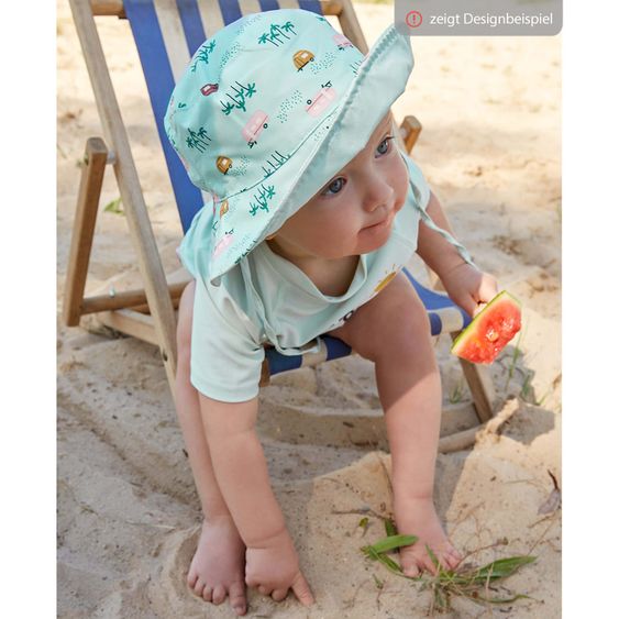 Lässig Cappello a secchiello reversibile con protezione solare SPF - Coccodrillo bianco - Taglia 43/45