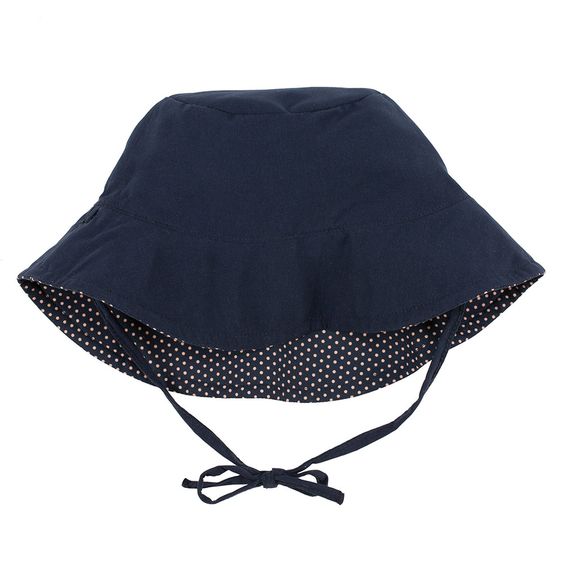 Lässig Wende-Hut - Polka Dots Navy - Gr. 0 - 6 M