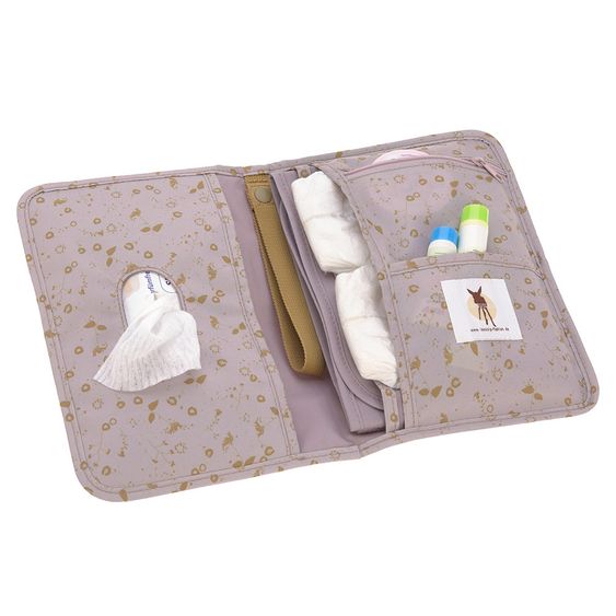 Lässig Wickel-Kit für Unterwegs Changing Pouch - Flowers Lilac