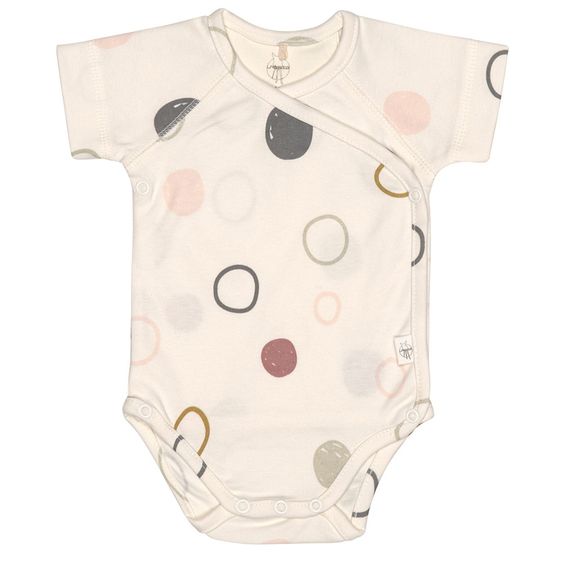 Lässig Wickelbody Kurzarm aus Bio-Baumwolle - Circles Offwhite - Gr. 50/56