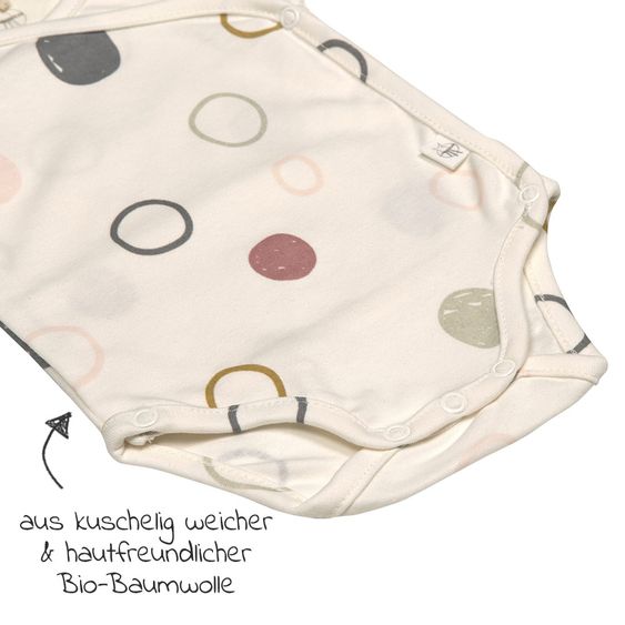 Lässig Wickelbody Kurzarm aus Bio-Baumwolle - Circles Offwhite - Gr. 50/56