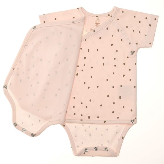 Lässig Wickelbody Kurzarm aus Bio-Baumwolle - Dots Powder Pink - Gr. 50/56