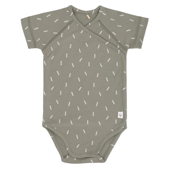 Lässig Wickelbody Kurzarm aus Bio-Baumwolle - Speckles Olive - Gr. 50/56