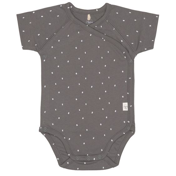 Lässig Wickelbody Kurzarm aus Bio-Baumwolle - Spots Anthracite - Gr. 50/56