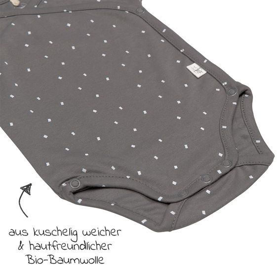 Lässig Wickelbody Kurzarm aus Bio-Baumwolle - Spots Anthracite - Gr. 50/56