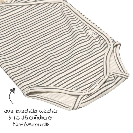 Lässig Organic Cotton Wrap Short Sleeve - Striped Grey Anthracite - Size 50/56