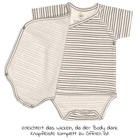 Lässig Organic Cotton Wrap Short Sleeve - Striped Grey Anthracite - Size 50/56