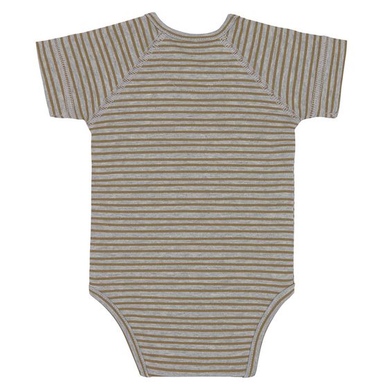 Lässig Wickelbody Kurzarm aus Bio-Baumwolle - Striped Grey Mélange - Gr. 50/56