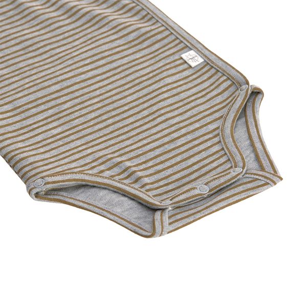 Lässig Wickelbody Kurzarm aus Bio-Baumwolle - Striped Grey Mélange - Gr. 50/56
