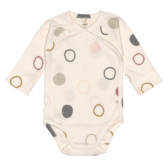 Lässig Wickelbody Langarm aus Bio-Baumwolle - Circles Offwhite - Gr. 50/56