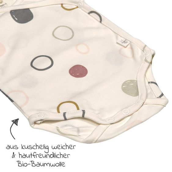 Lässig Wickelbody Langarm aus Bio-Baumwolle - Circles Offwhite - Gr. 50/56