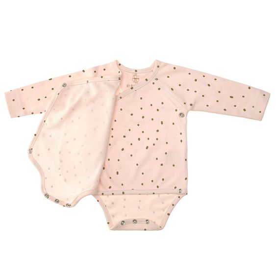 Lässig Wickelbody Langarm aus Bio-Baumwolle - Dots Powder Pink - Gr. 50/56