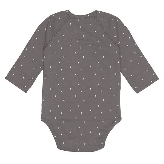 Lässig Wickelbody Langarm aus Bio-Baumwolle - Spots Anthracite - Gr. 50/56