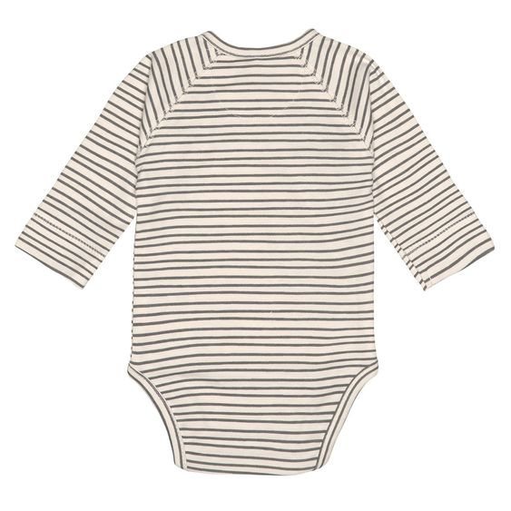 Lässig Wickelbody Langarm aus Bio-Baumwolle - Striped Grey Anthracite - Gr. 50/56