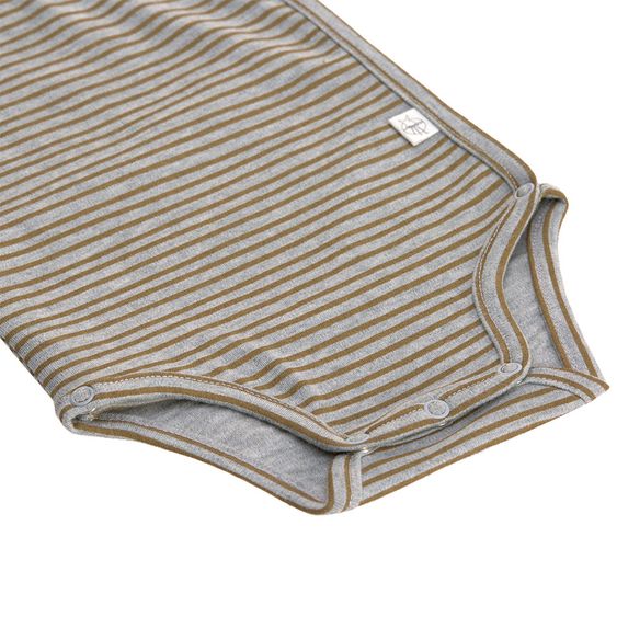 Lässig Wickelbody Langarm aus Bio-Baumwolle - Striped Grey Mélange - Gr. 50/56
