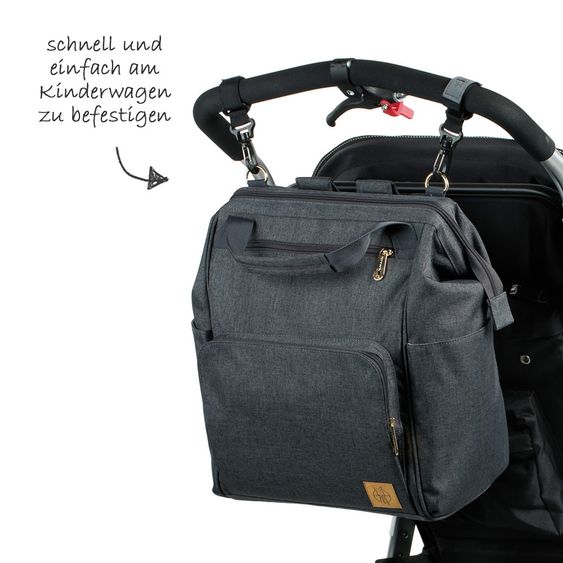 Lässig Wickelrucksack Glam Goldie Backpack - Anthracite