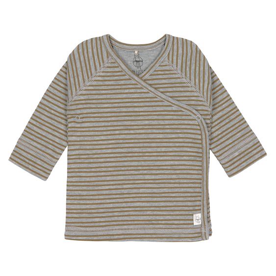 Lässig Wickelshirt Kimono aus Bio-Baumwolle - Striped Grey Mélange - Gr. 50/56