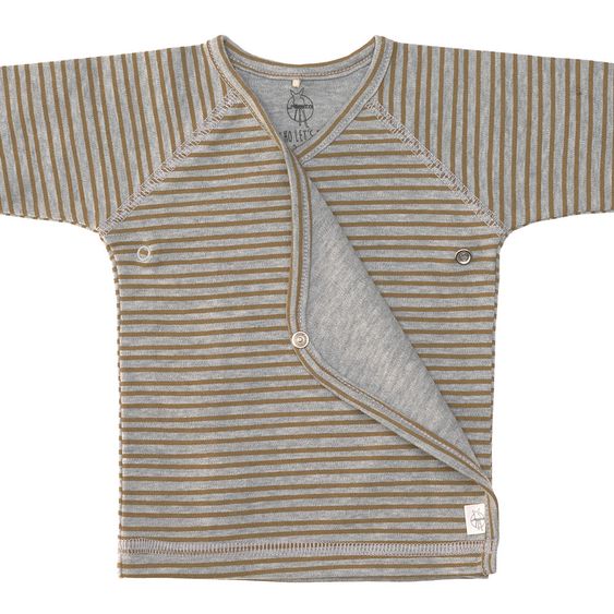 Lässig Wickelshirt Kimono aus Bio-Baumwolle - Striped Grey Mélange - Gr. 50/56
