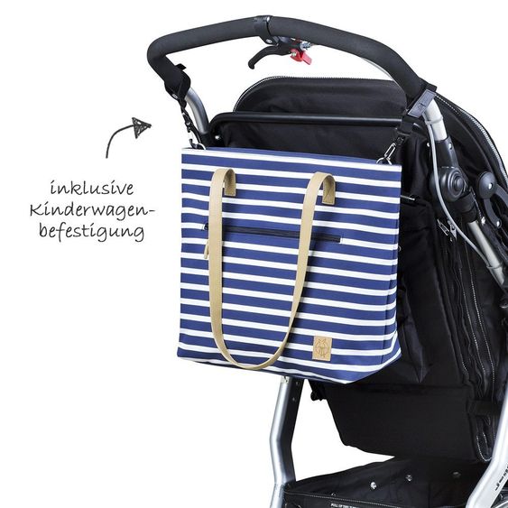 Lässig Wickeltasche Casual Tote Bag - Striped - Navy