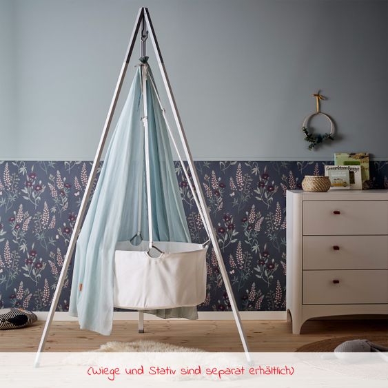 Leander Himmel aus Baumwoll-Voile für Wiege Classic - Dusty Blue