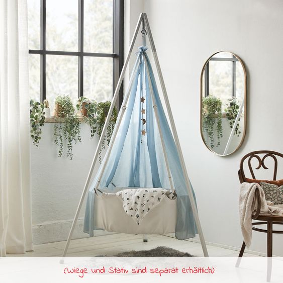 Leander Himmel aus Baumwoll-Voile für Wiege Classic - Dusty Blue