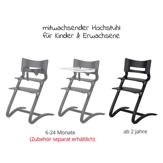 Leander Hochstuhl Classic stabil, individuell einstellbar, mitwachsend - Schwarz