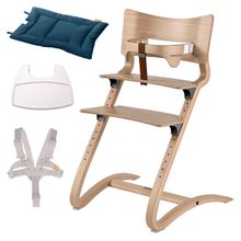 Hochstuhl-Set 6-tlg. Classic inkl. Bügel, Tablett, Ledergurt, Sicherheitsgurt & Sitzkissen - Natur