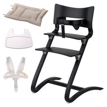 Hochstuhl-Set 6-tlg. Classic inkl. Bügel, Tablett, Ledergurt, Sicherheitsgurt & Sitzkissen - Schwarz