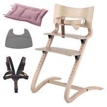 Hochstuhl-Set 6-tlg. Classic inkl. Bügel, Tablett, Ledergurt, Sicherheitsgurt & Sitzkissen - Whitewash