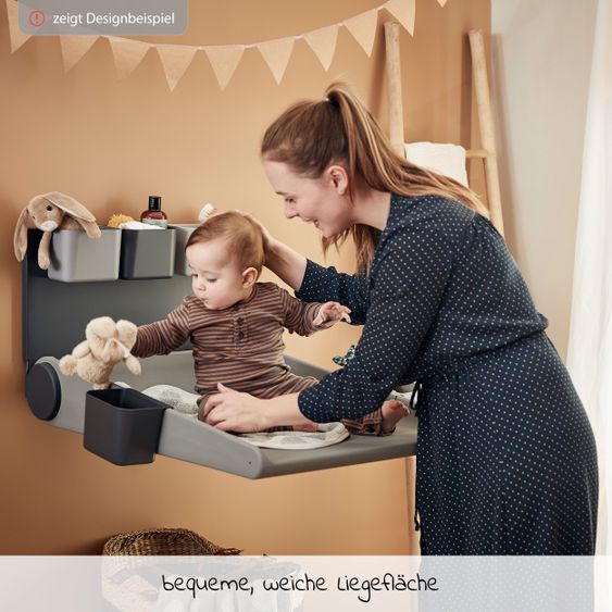 Leander Wandwickeltisch Wally platzsparend, klappbar, mit hohen Seiten - Dusty Grey
