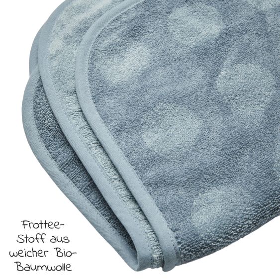 Leander Wickelauflage & Wickelkissen Set Matty abwischbar inkl. Auflage Topper und Kapuzen-Badetuch Hoodie - Blueberry