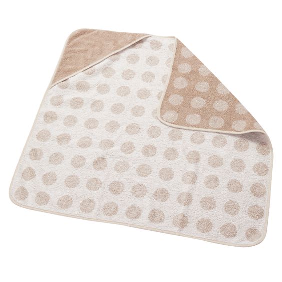 Leander Wickelauflage & Wickelkissen Set Matty abwischbar inkl. Auflage Topper und Kapuzen-Badetuch Hoodie - Cappucino