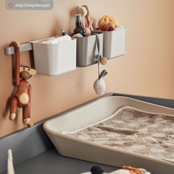Leander Wickelauflage & Wickelkissen Set Matty abwischbar inkl. Auflage Topper und Kapuzen-Badetuch Hoodie - Cappucino