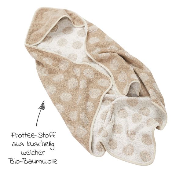 Leander Wickelauflage & Wickelkissen Set Matty abwischbar inkl. Auflage Topper und Kapuzen-Badetuch Hoodie - Cappucino