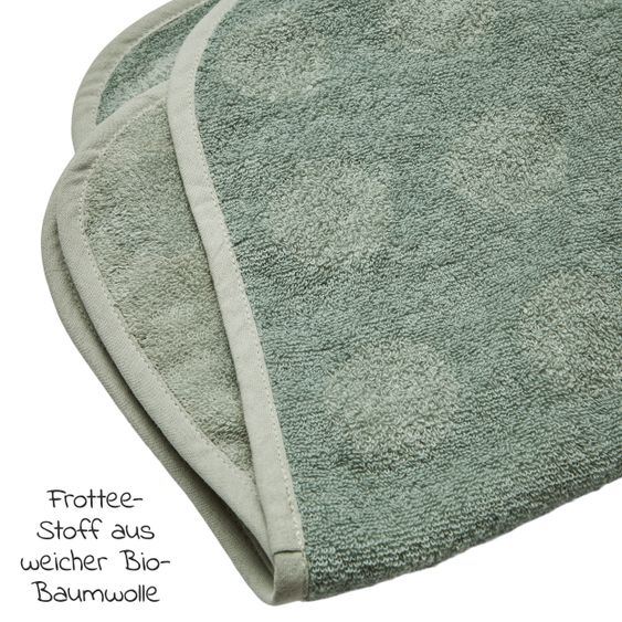 Leander Wickelauflage & Wickelkissen Set Matty abwischbar inkl. Auflage Topper und Kapuzen-Badetuch Hoodie - Sage Green