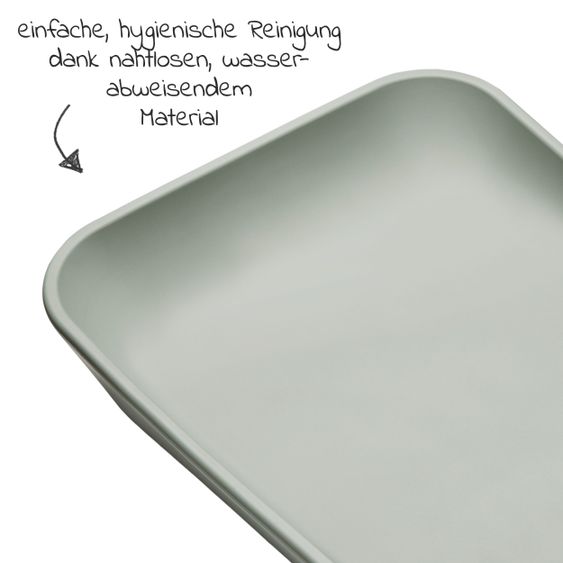 Leander Wickelauflage & Wickelkissen Set Matty abwischbar inkl. Auflage Topper und Kapuzen-Badetuch Hoodie - Sage Green