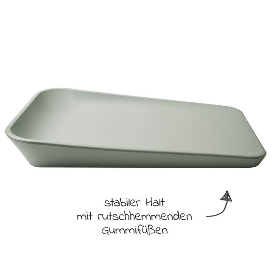 Leander Wickelauflage & Wickelkissen Set Matty abwischbar inkl. Auflage Topper und Kapuzen-Badetuch Hoodie - Sage Green