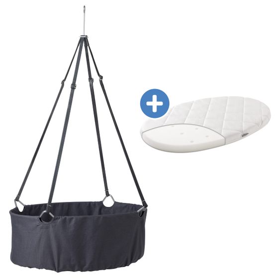 Leander Wiege Classic inkl. Matratze & Deckenhaken - Grau