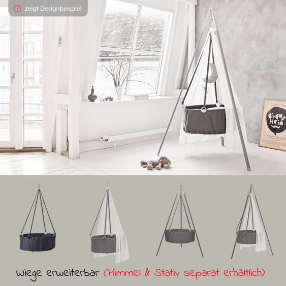 Leander Wiege Classic inkl. Matratze & Deckenhaken - Grau