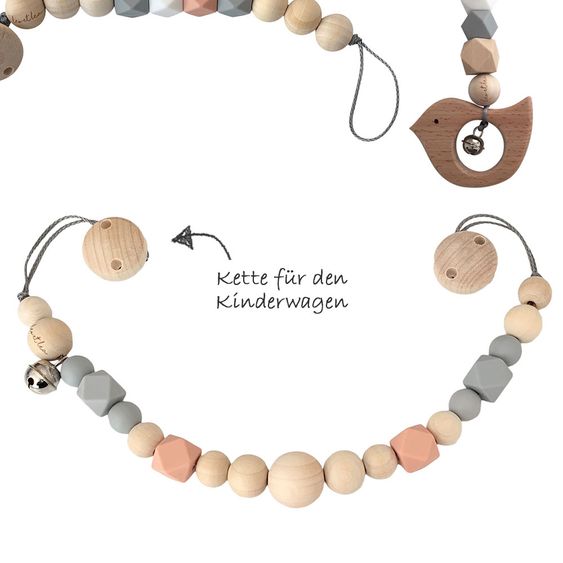 Leo et Lea Schnullerketten-Set 3-tlg. - Ava Dusty Rose